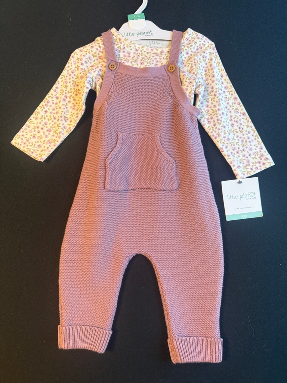 little planet Mauve Knit Overalls for Kids - Adjustable Strap One-Piece